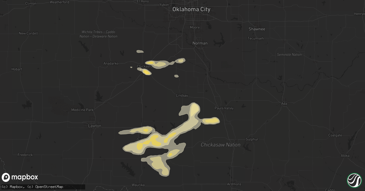 Hail map in Lindsay, OK on May 22, 2025