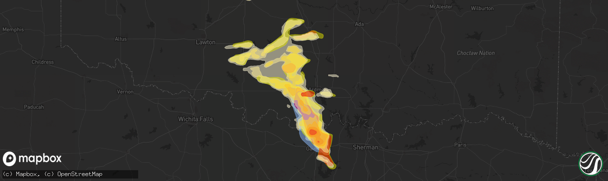 Hail map in Lone Grove, OK on May 22, 2025