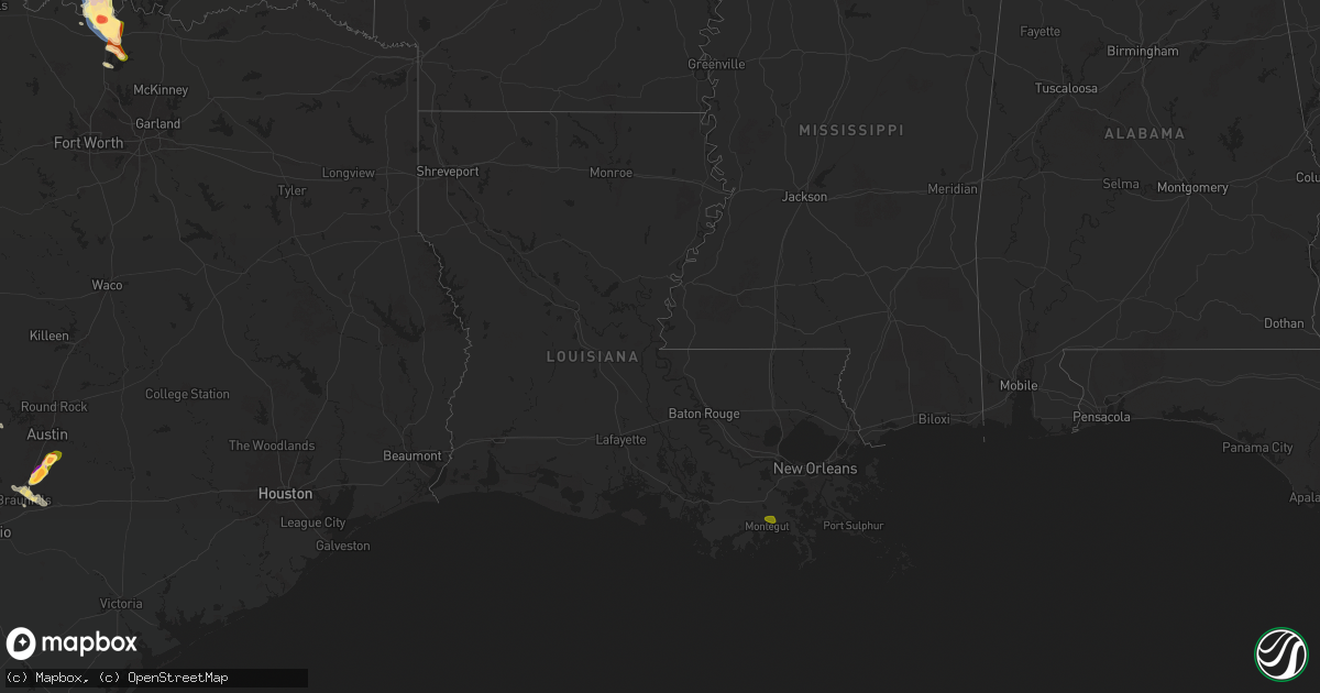 Hail map in Louisiana on May 22, 2025