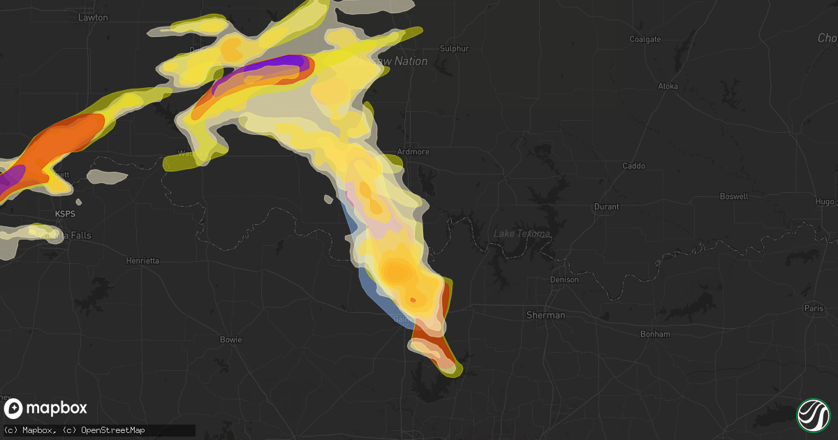 Hail map in Marietta, OK on May 22, 2025