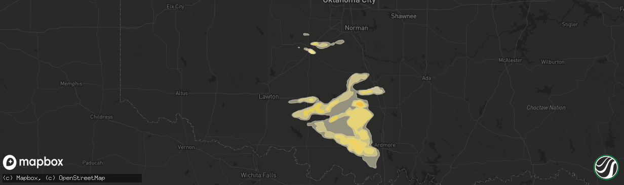 Hail map in Marlow, OK on May 22, 2025