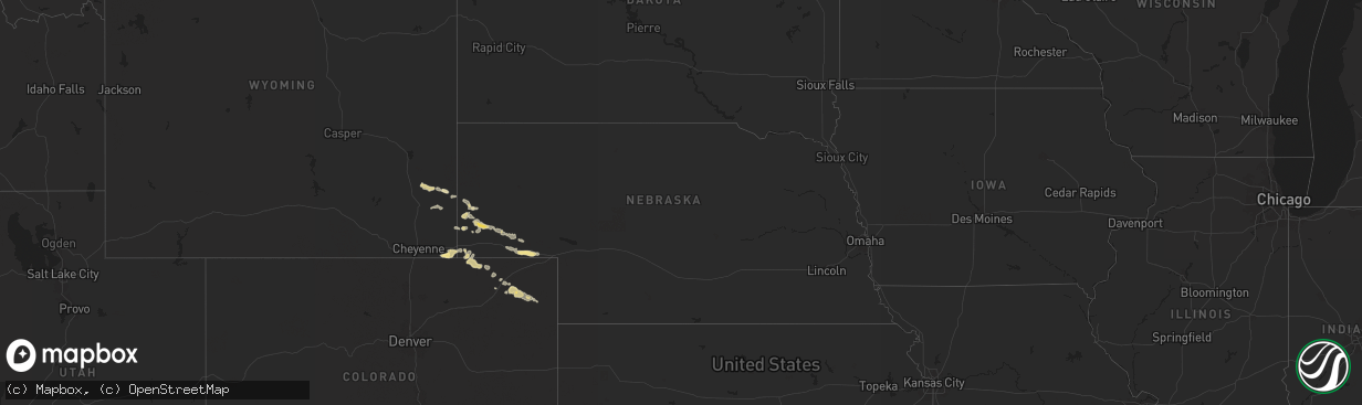 Hail map in Nebraska on May 22, 2025