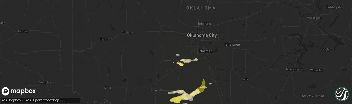 Hail map in Pocasset, OK on May 22, 2025