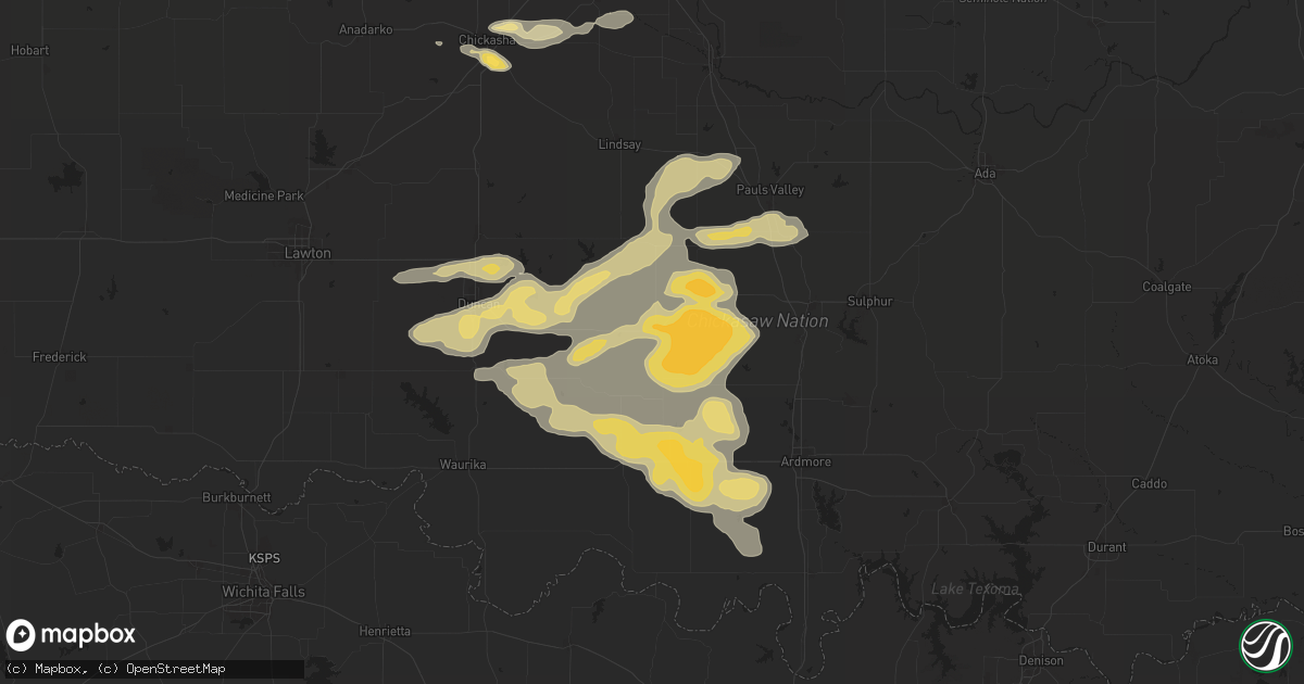 Hail map in Ratliff City, OK on May 22, 2025