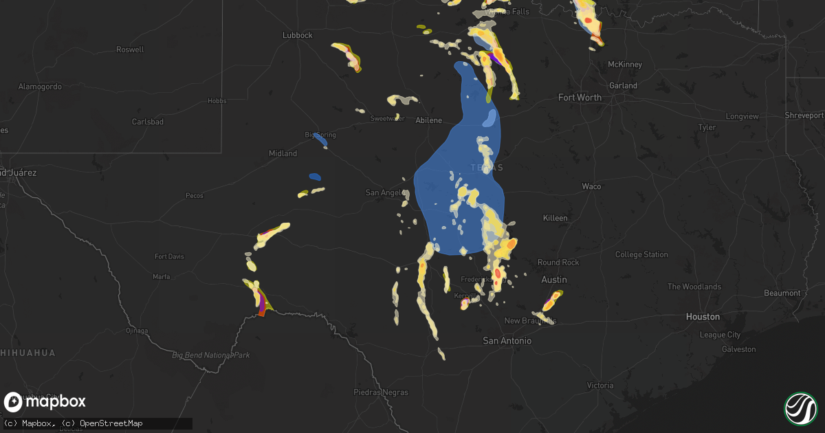 Hail map in Texas on May 22, 2025