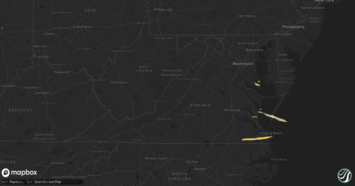 Hail map in Virginia on May 22, 2025