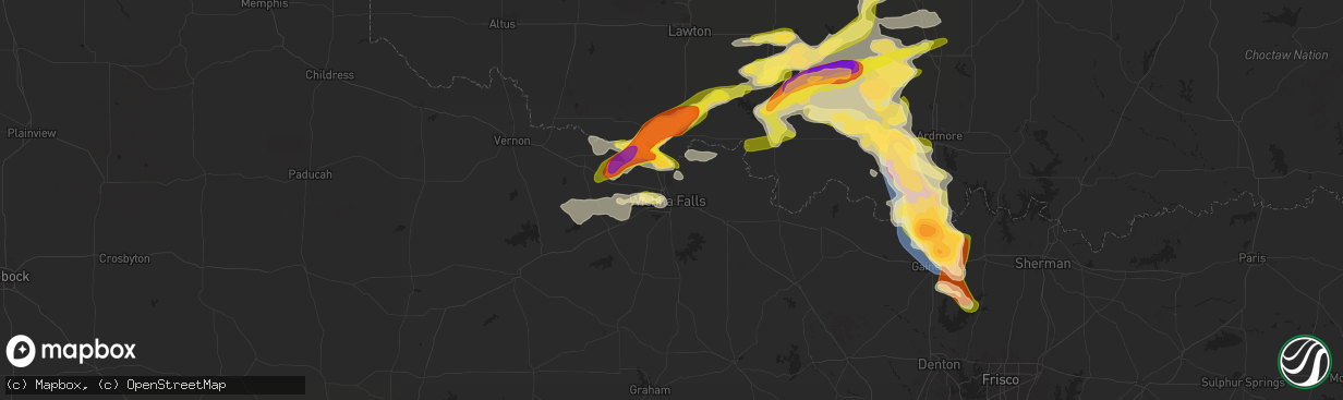Hail map in Wichita Falls, TX on May 22, 2025