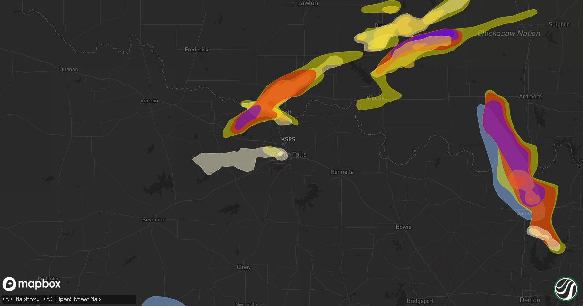 Hail map in Wichita Falls, TX on May 22, 2025