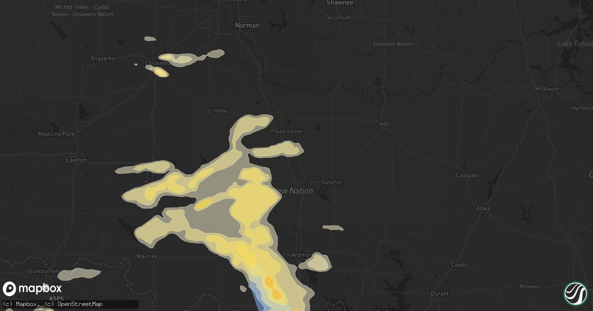 Hail map in Wynnewood, OK on May 22, 2025