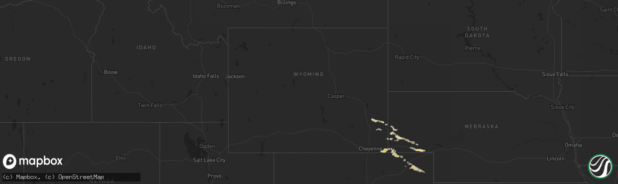 Hail map in Wyoming on May 22, 2025