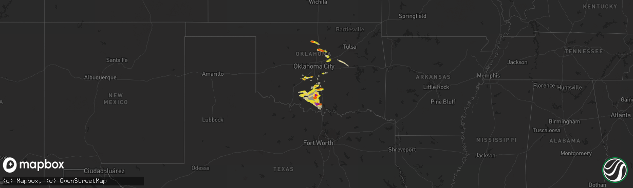Hail map on May 22, 2025