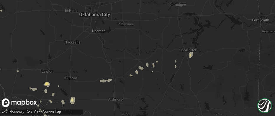 Hail map in Ada, OK on May 22, 2026