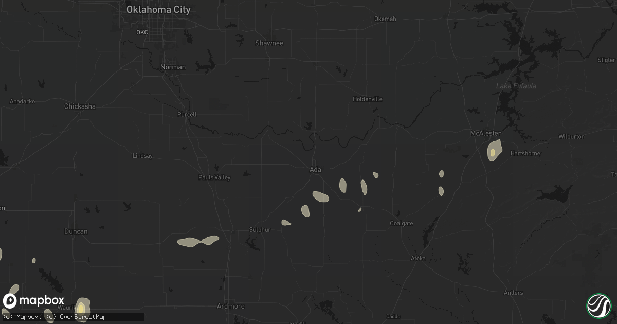 Hail map in Ada, OK on May 22, 2026