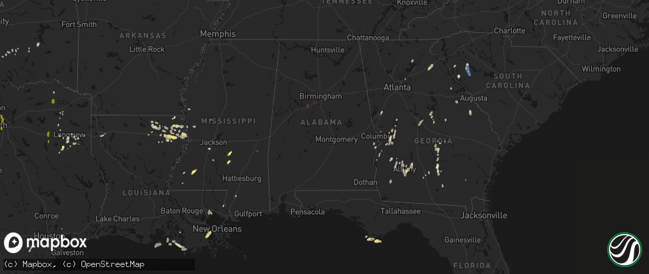 Hail map in Alabama on May 22, 2026