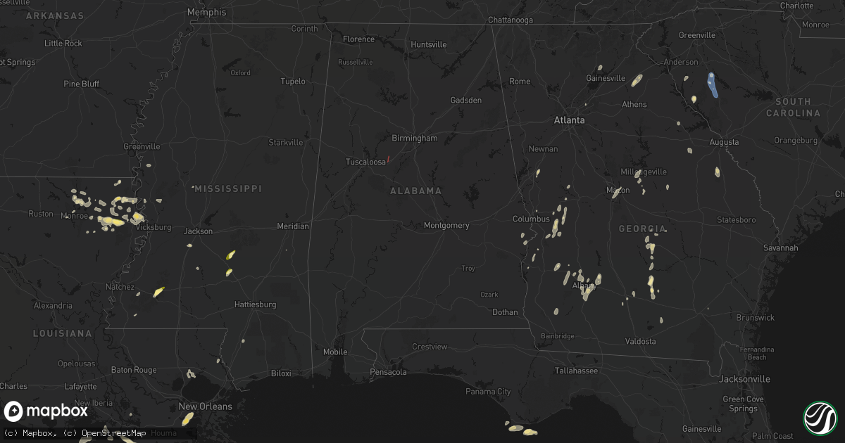 Hail map in Alabama on May 22, 2026