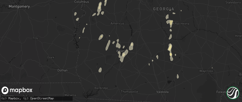 Hail map in Albany, GA on May 22, 2026