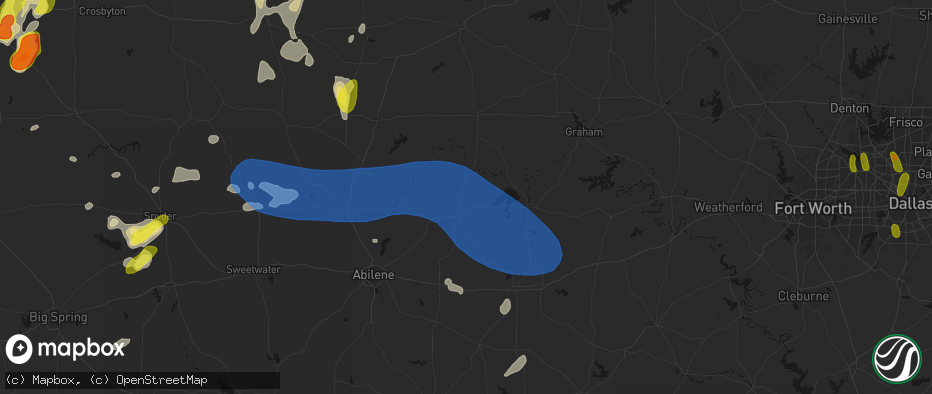 Hail map in Albany, TX on May 22, 2026