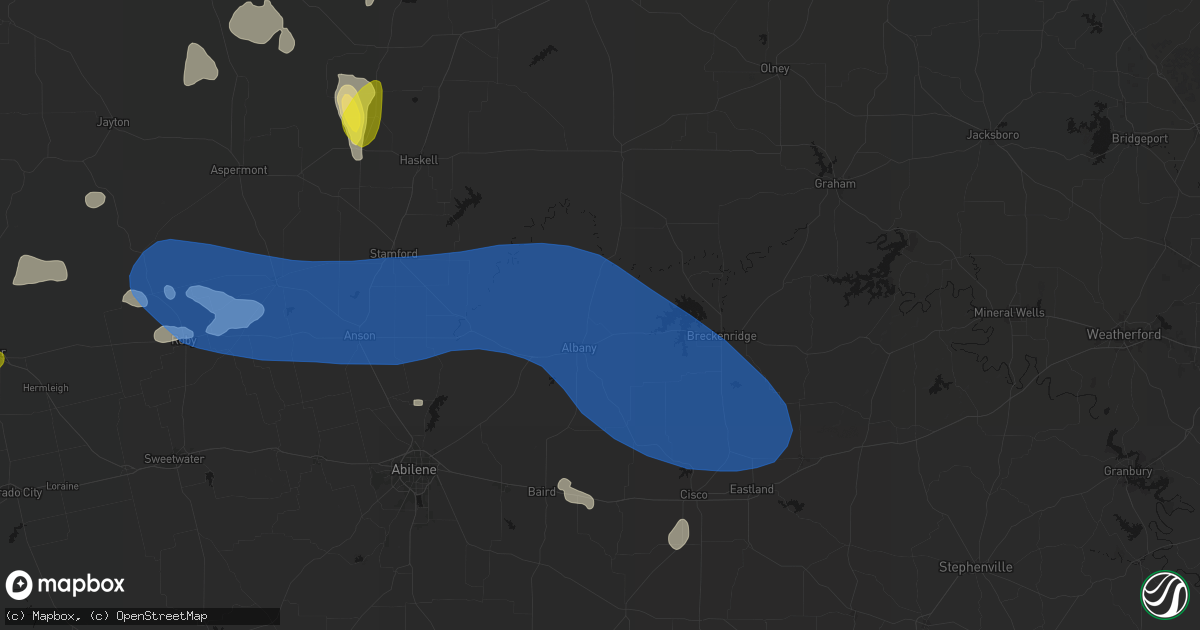Hail map in Albany, TX on May 22, 2026