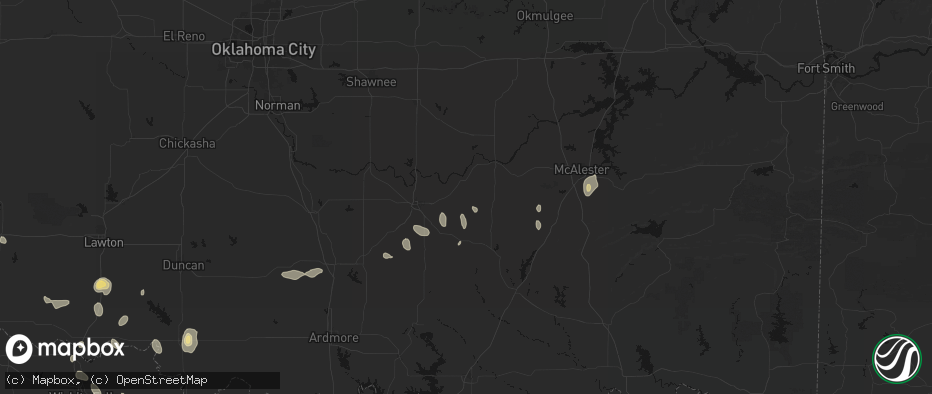 Hail map in Allen, OK on May 22, 2026