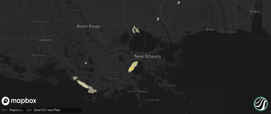 Hail map in Ama, LA on May 22, 2026