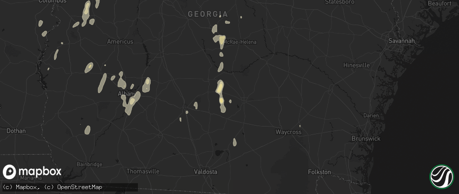 Hail map in Ambrose, GA on May 22, 2026