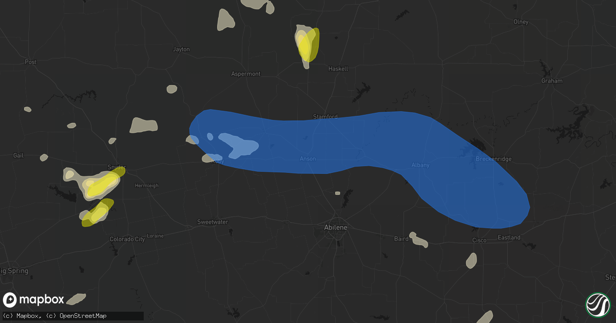 Hail map in Anson, TX on May 22, 2026