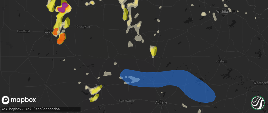 Hail map in Aspermont, TX on May 22, 2026