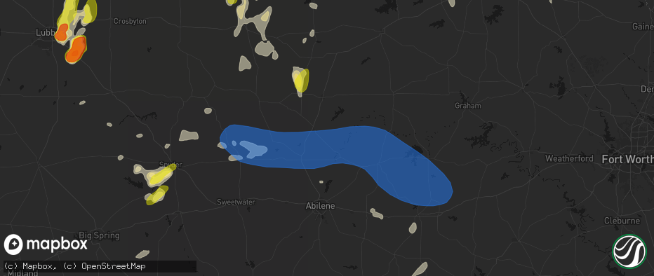 Hail map in Avoca, TX on May 22, 2026