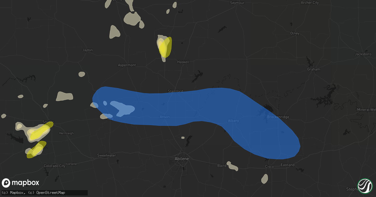 Hail map in Avoca, TX on May 22, 2026