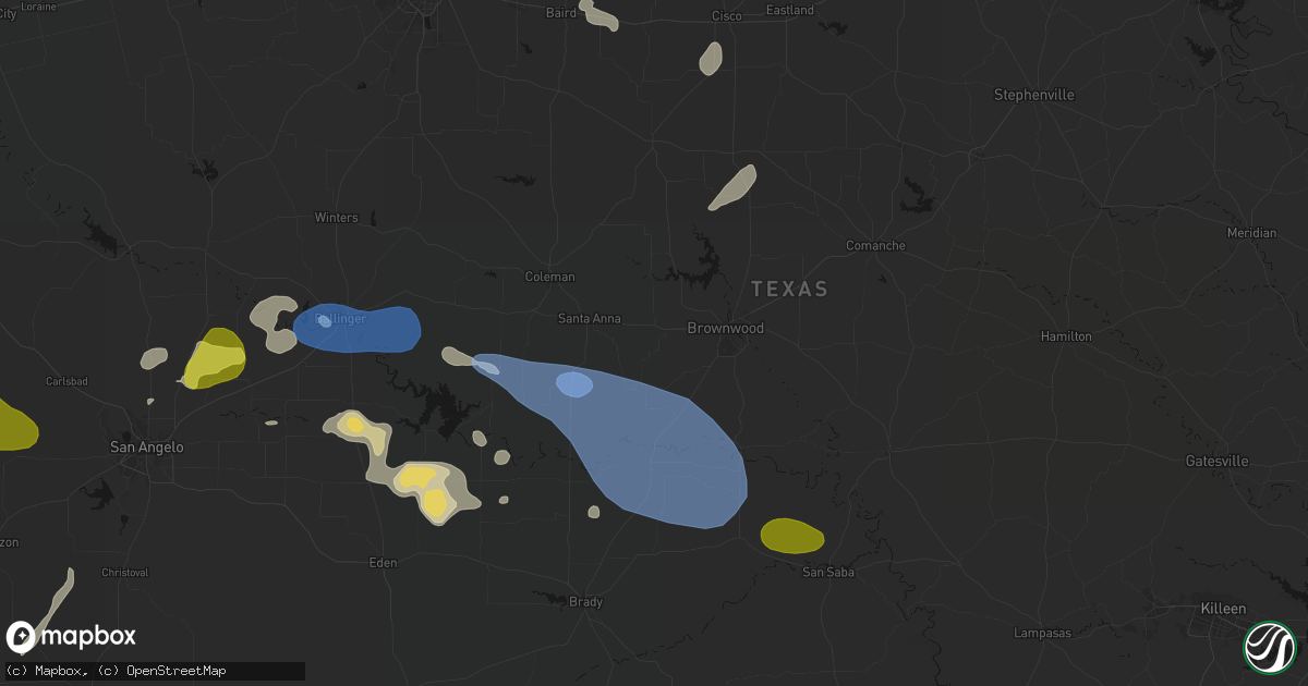 Hail map in Bangs, TX on May 22, 2026