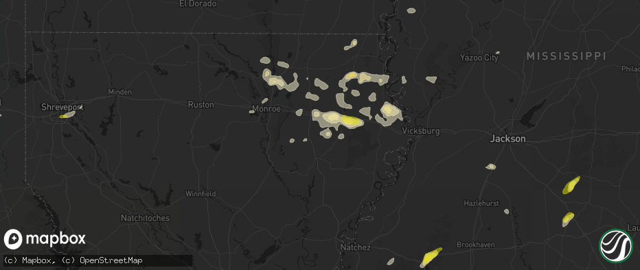 Hail map in Baskin, LA on May 22, 2026