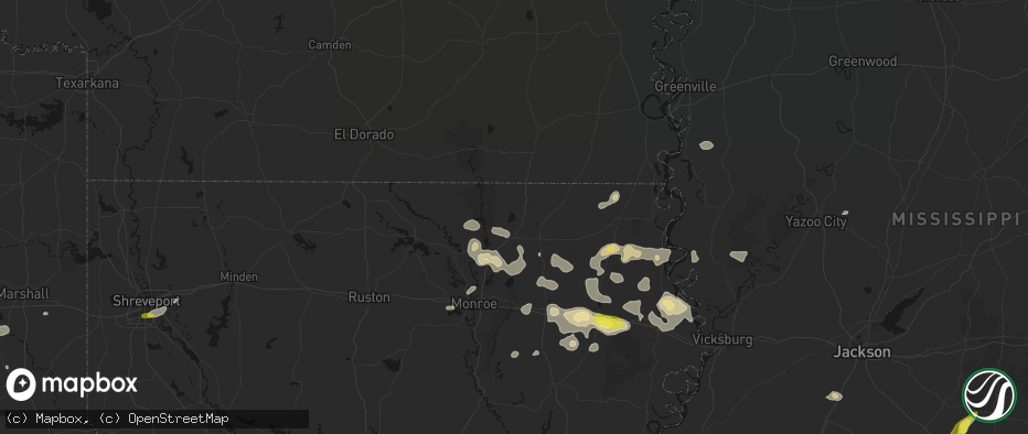 Hail map in Bastrop, LA on May 22, 2026