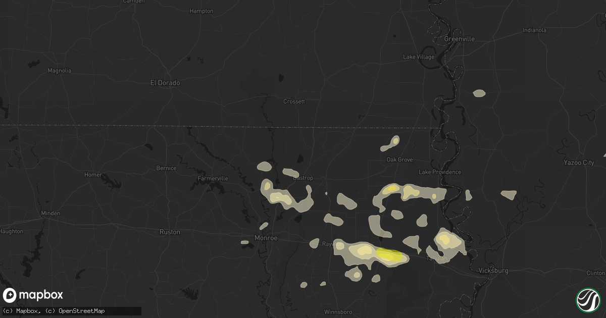 Hail map in Bastrop, LA on May 22, 2026