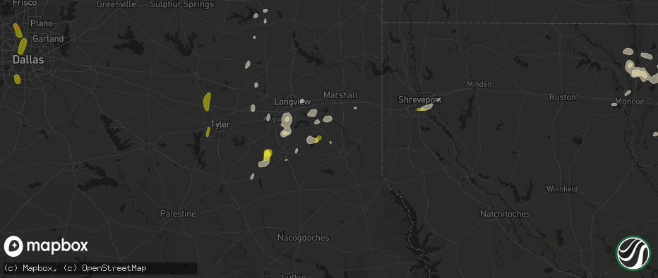 Hail map in Beckville, TX on May 22, 2026