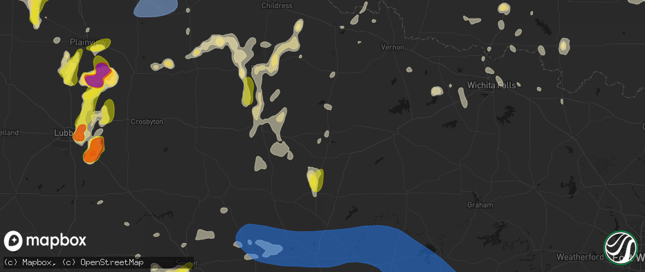 Hail map in Benjamin, TX on May 22, 2026