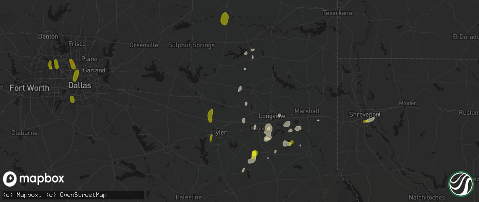 Hail map in Big Sandy, TX on May 22, 2026