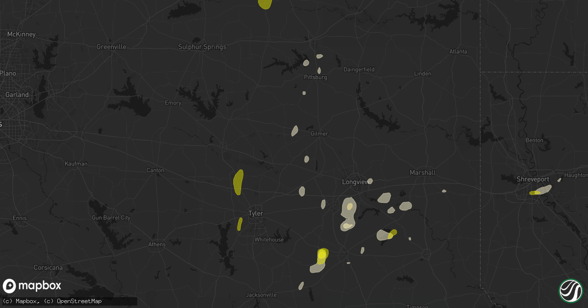 Hail map in Big Sandy, TX on May 22, 2026