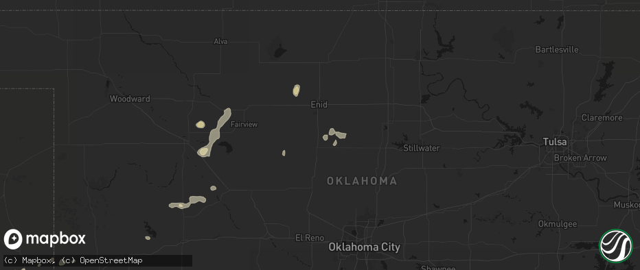 Hail map in Bison, OK on May 22, 2026