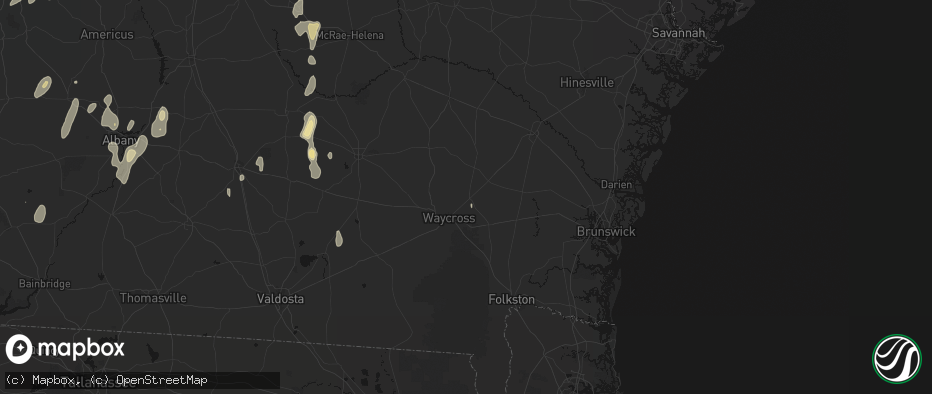 Hail map in Blackshear, GA on May 22, 2026