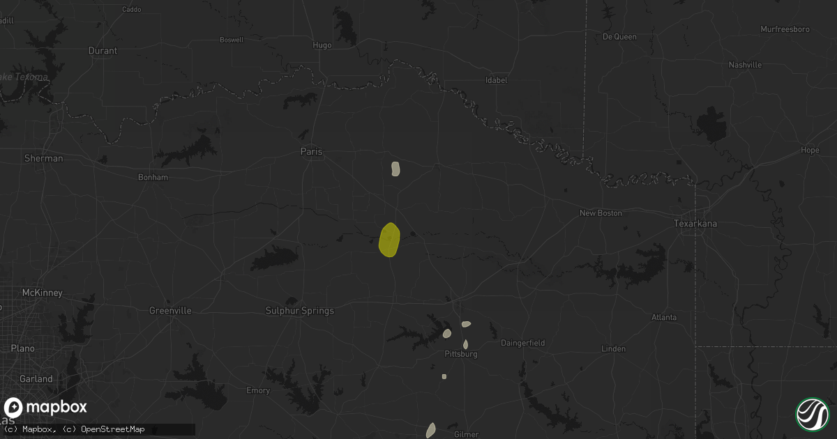 Hail map in Bogata, TX on May 22, 2026