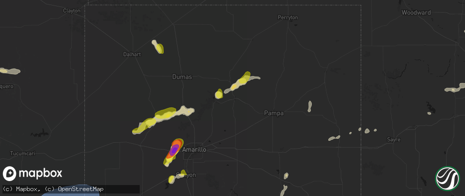 Hail map in Borger, TX on May 22, 2026