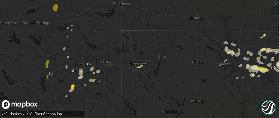 Hail map in Bossier City, LA on May 22, 2026