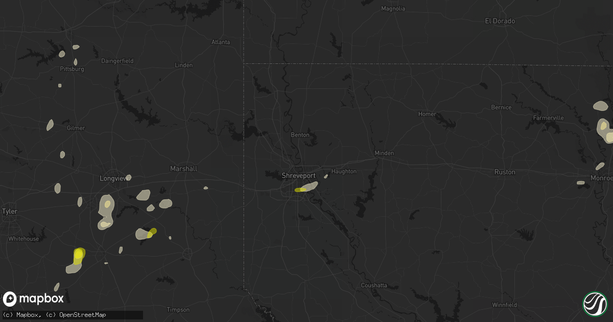 Hail map in Bossier City, LA on May 22, 2026