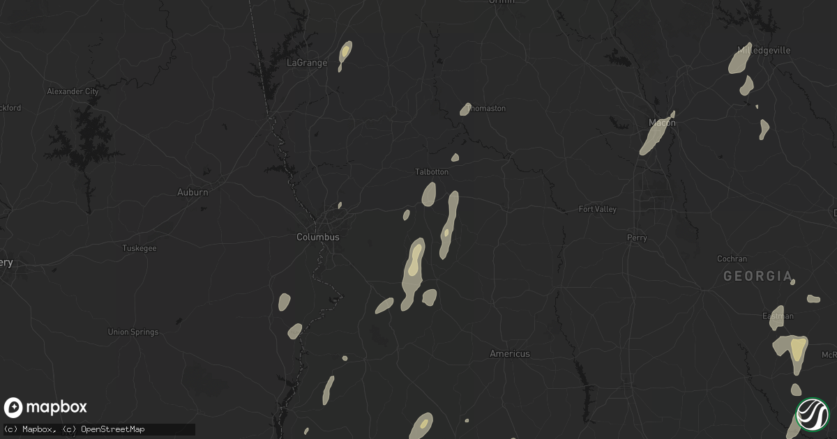 Hail map in Box Springs, GA on May 22, 2026