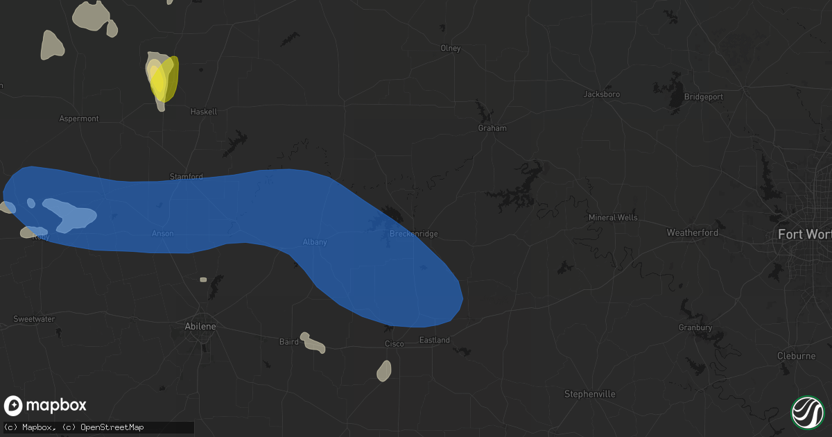 Hail map in Breckenridge, TX on May 22, 2026