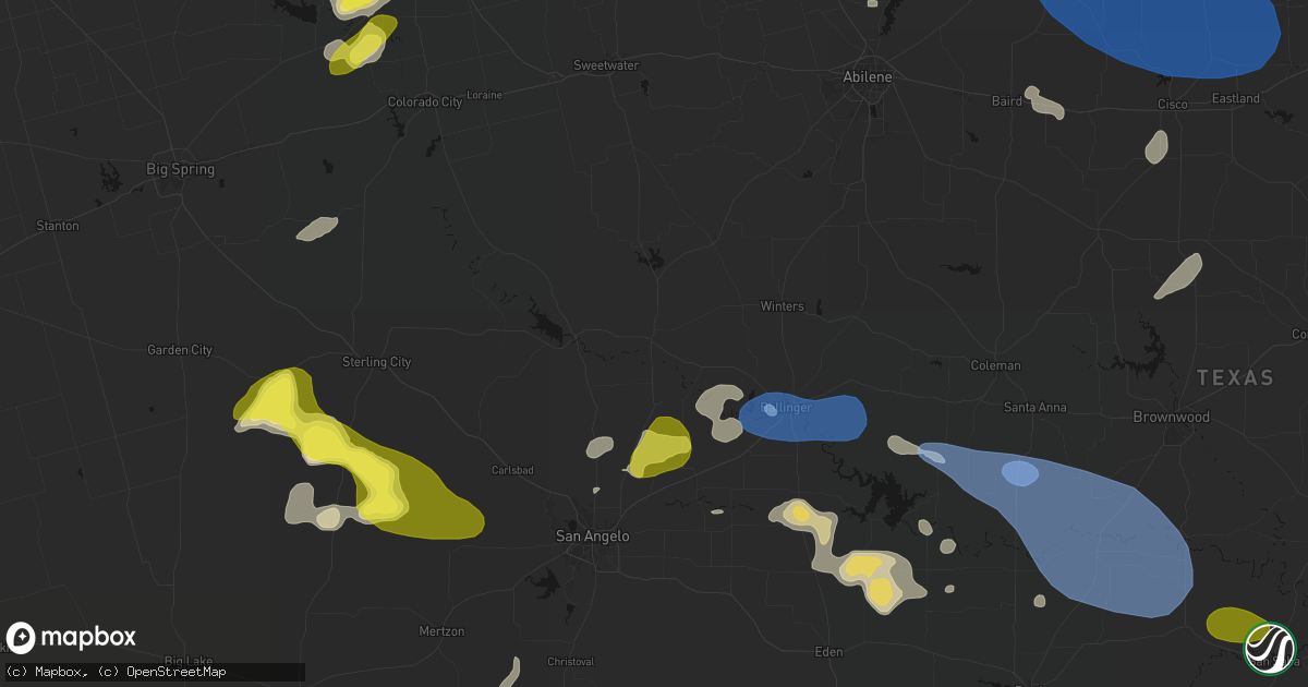 Hail map in Bronte, TX on May 22, 2026