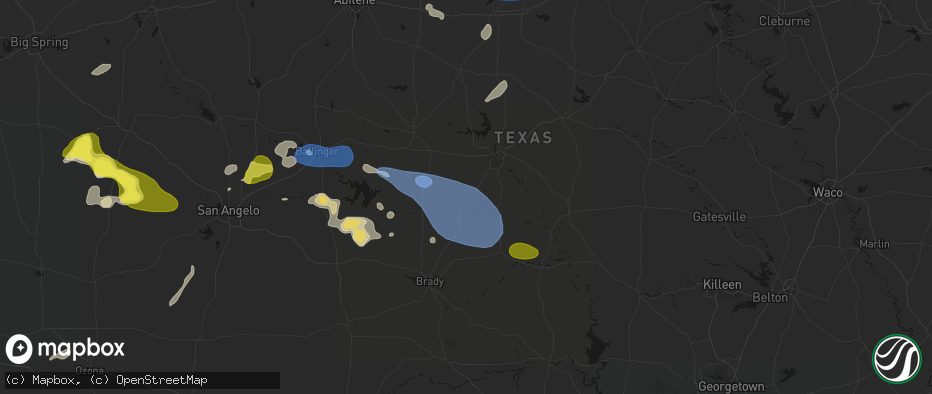 Hail map in Brookesmith, TX on May 22, 2026