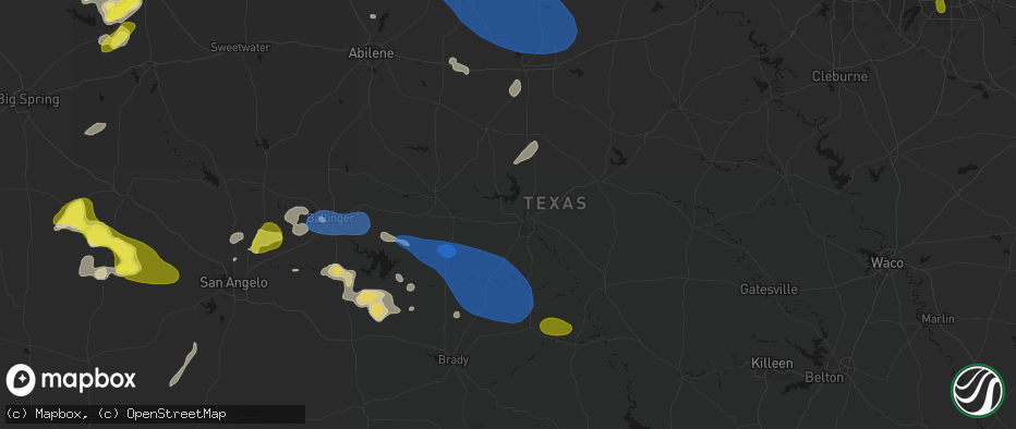 Hail map in Brownwood, TX on May 22, 2026