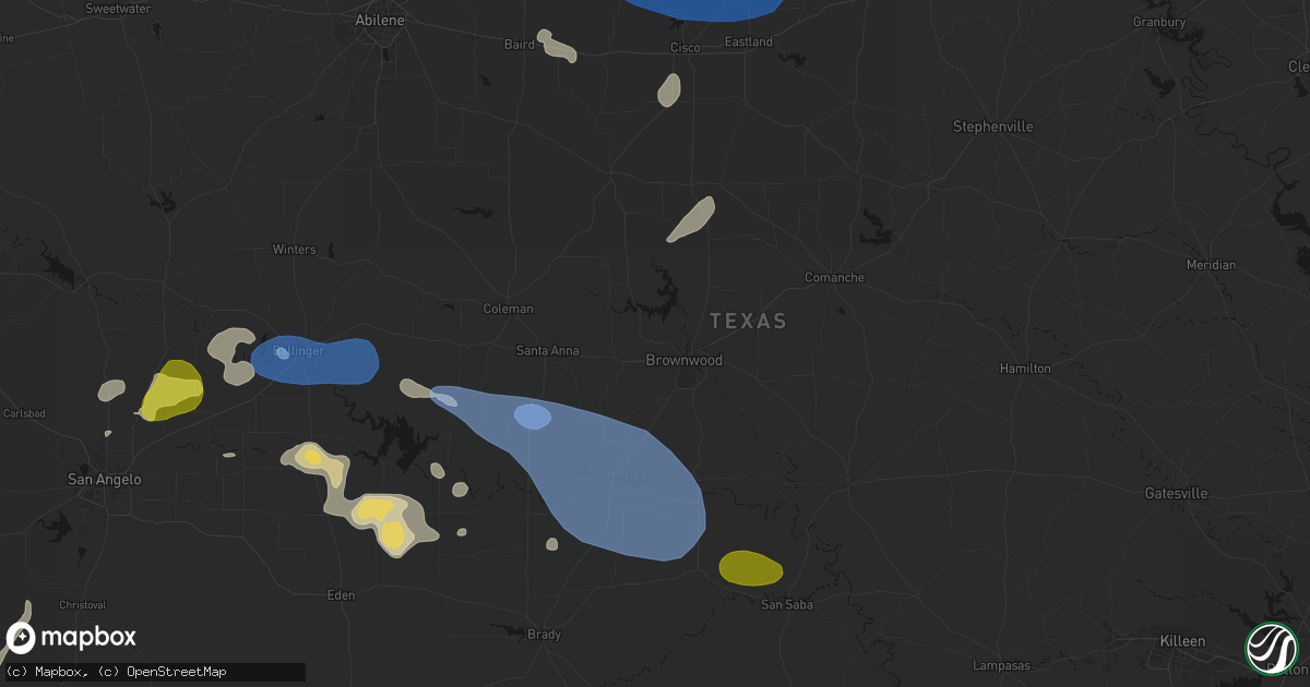 Hail map in Brownwood, TX on May 22, 2026
