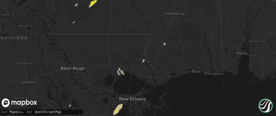 Hail map in Bush, LA on May 22, 2026